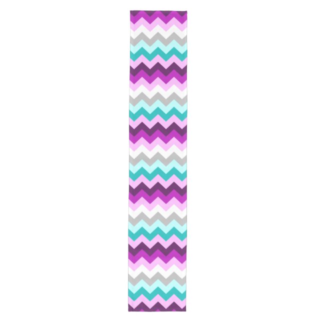 Purple White Teal Chevrons Medium Table Runner (Front)