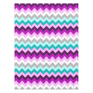 Purple White Teal Chevrons Small Tablecloth