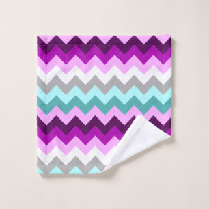 Purple White Teal Chevrons Washcloth Wash Cloth