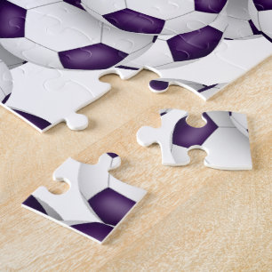 purple white team colours girls boys soccer jigsaw puzzle