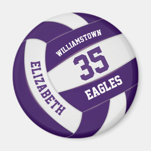 purple white team colours girls boys volleyball magnet