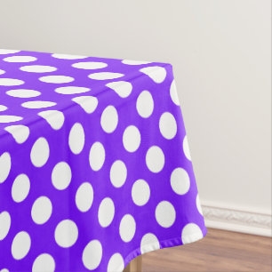 Purple white tiled pattern polka dot tablecloth