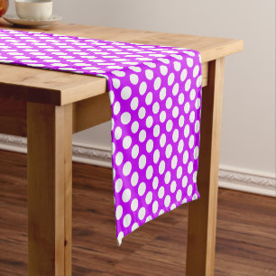 Purple white tiled polka dot pattern short table runner