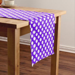 Purple white tiled polka dot pattern short table runner