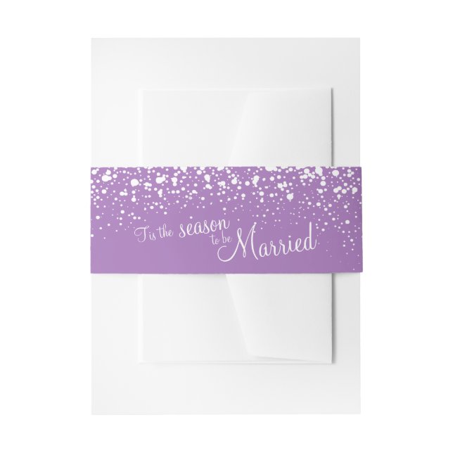 Purple white tis the season to be married invitation belly band (Front Example)