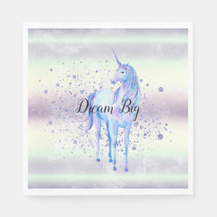 Purple White Unicorn Sparkle Glitter Dream Napkin
