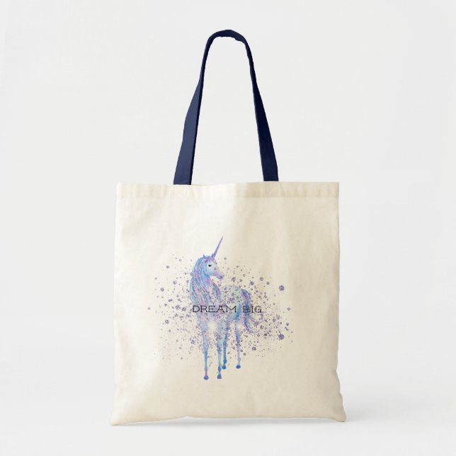 Purple White Unicorn Sparkle Glitter Dream      Tote Bag (Front)