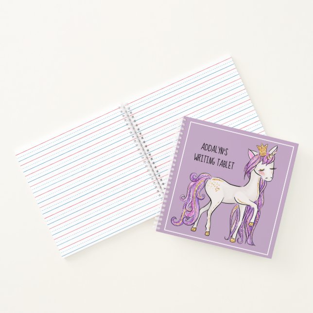 Purple White Unicorn Tiara Small Writing Tablet Notebook (Inside)