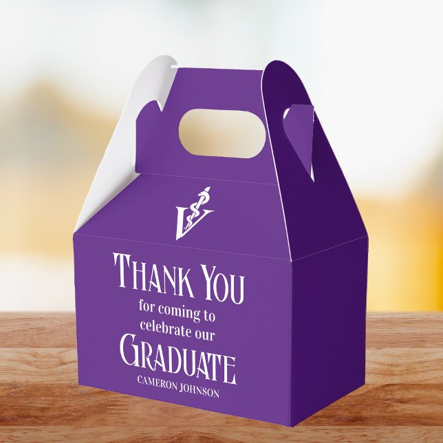 Purple White Veterinary School Graduation Party Favour Box (Creator Uploaded)