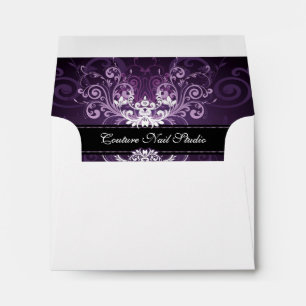 Purple & White Vintage Floral Swirl Envelopes