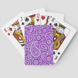 Purple & White Vintage Paisley Damasks Pattern Playing Cards