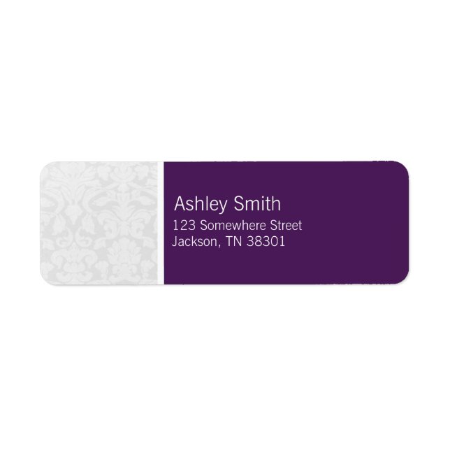 Purple & White Vintage Wedding Labels (Front)