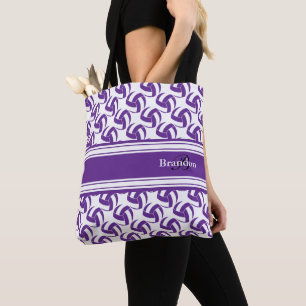 Purple White Volleyball   Personalise Tote Bag