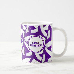 purple white volleyball team colours coach gift coffee mug