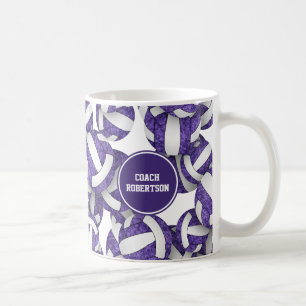 purple white volleyball team colours coach name coffee mug