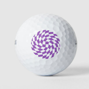 Purple & White Warped Chequered Chequerboard  Golf Balls