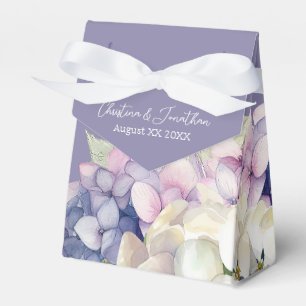 Purple & White Watercolor Hydrangeas on Lavender Favour Box