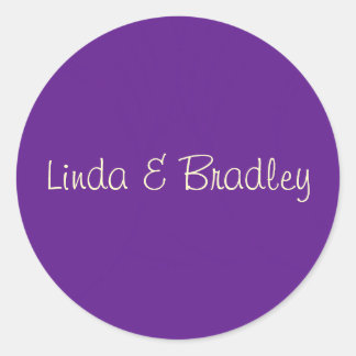 Purple & White Wedding Favour Sticker