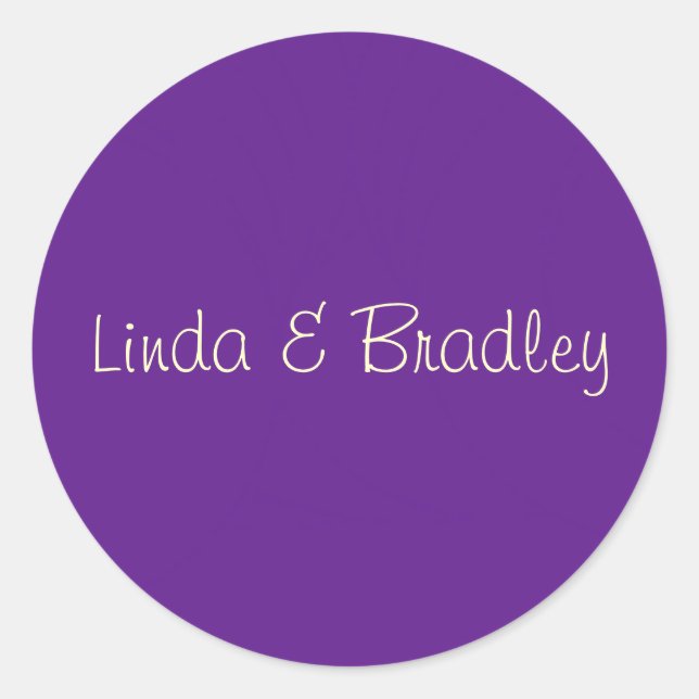 Purple & White Wedding Favour Sticker (Front)