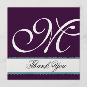 PURPLE & WHITE with TURQUOISE Wedding Thank You Card