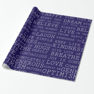 Purple White Words of Inspiration Birthday Wrapping Paper