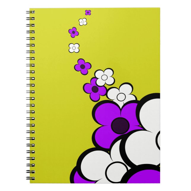 Purple White Yellow Flowers Notebook (Front)