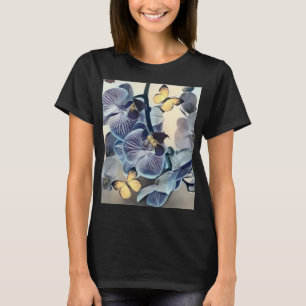 Purple white yellow orchid floral butterfly  T-Shirt