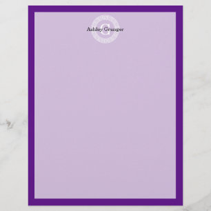 Purple Wht Greek Key Rnd Frame Initial Monogram