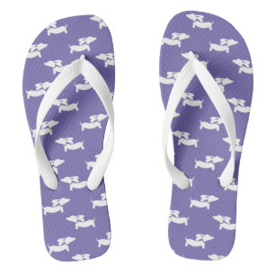 Purple Wiener Dog Flip Flop Shoes