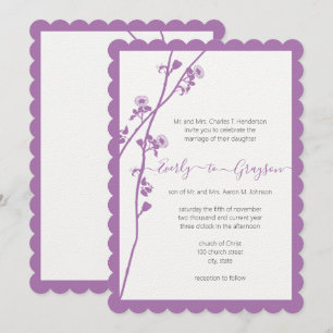 Purple Wild Flower Branch Wedding Invitation
