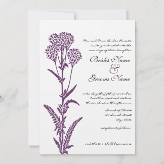 Purple Wild Flower Branch Wedding Invitation