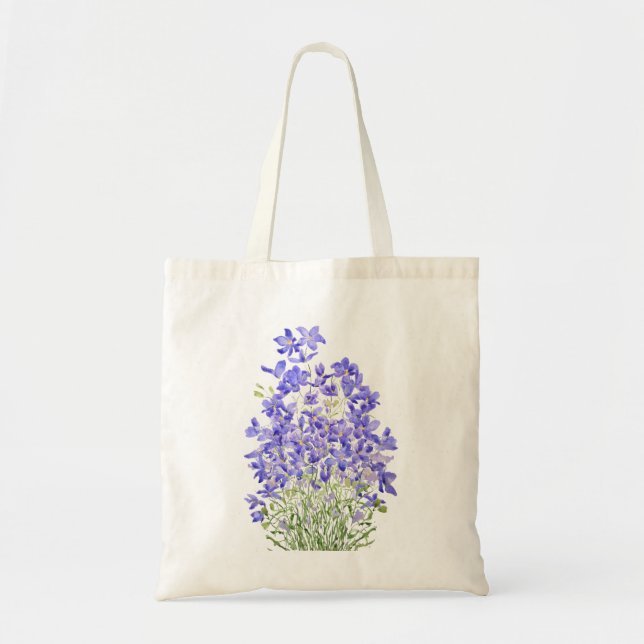 purple wild flower watercolor painting tote bag (Front)
