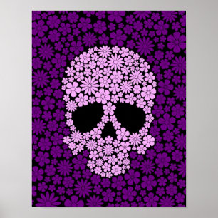 Purple Wild Flowers Skull Poster