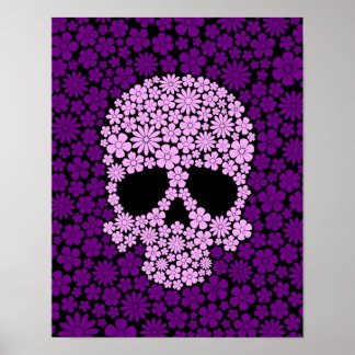 Purple Wild Flowers Skull Poster