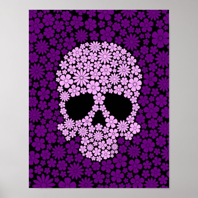 Purple Wild Flowers Skull Poster (Front)