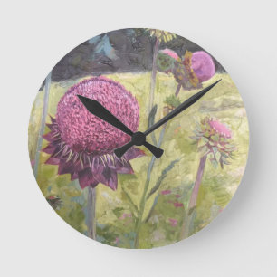 Purple Wild Flowers Wall Clock