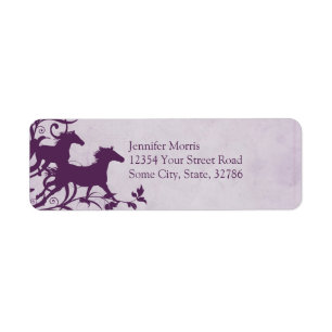Purple Wild Horses Return Address Label