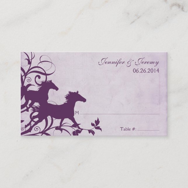 Purple Wild Horses Seating Card (Front)