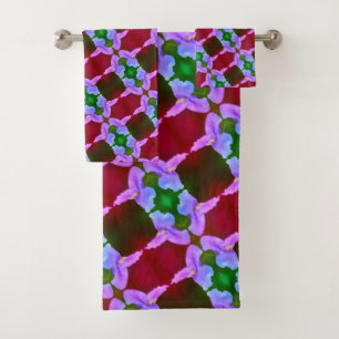 Purple Wild Orchid Flower Abstract Pattern     Bath Towel Set