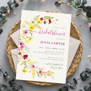 Purple Wild Orchid Flowers Wreath Bridal Shower Invitation