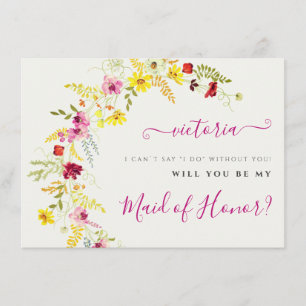 Purple Wild Orchid Flowers Wreath Bridesmaid Cards