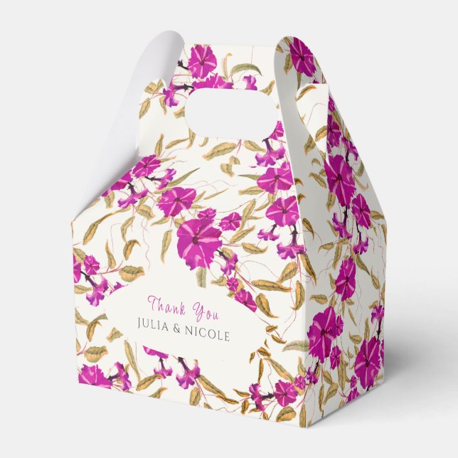 Purple Wild Trumpet Vine Flower Garden Wedding Favour Box (Front Side)