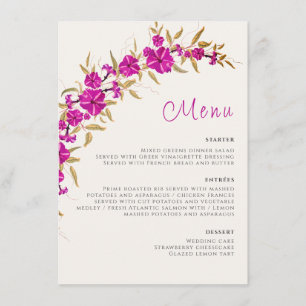 Purple Wild Trumpet Vine Flower Garden Wedding Menu