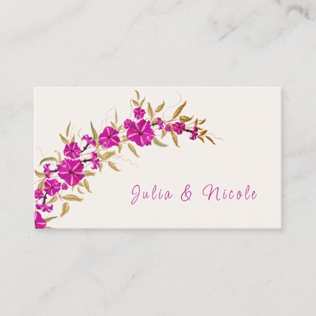 Purple Wild Trumpet Vine Flower Garden Wedding Place Card (Front)