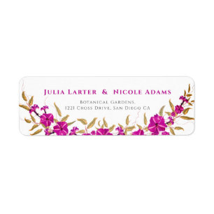 Purple Wild Trumpet Vine Flower Garden Wedding Return Address Label
