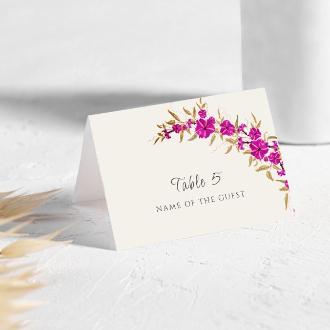 Purple Wild Trumpet Vine Flower Wedding Place Card (Creator Uploaded)