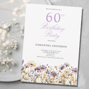 Purple Wildflower 60th Birthday Party  Invitation