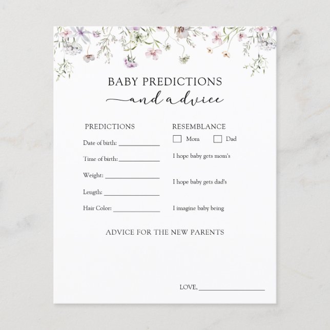 Purple Wildflower Baby Advice and Predictions (Front)