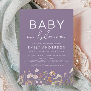 Purple Wildflower Baby in Bloom Baby Shower Invitation