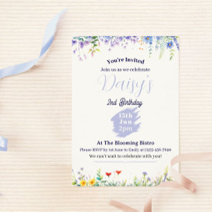Purple Wildflower Birthday Invitation